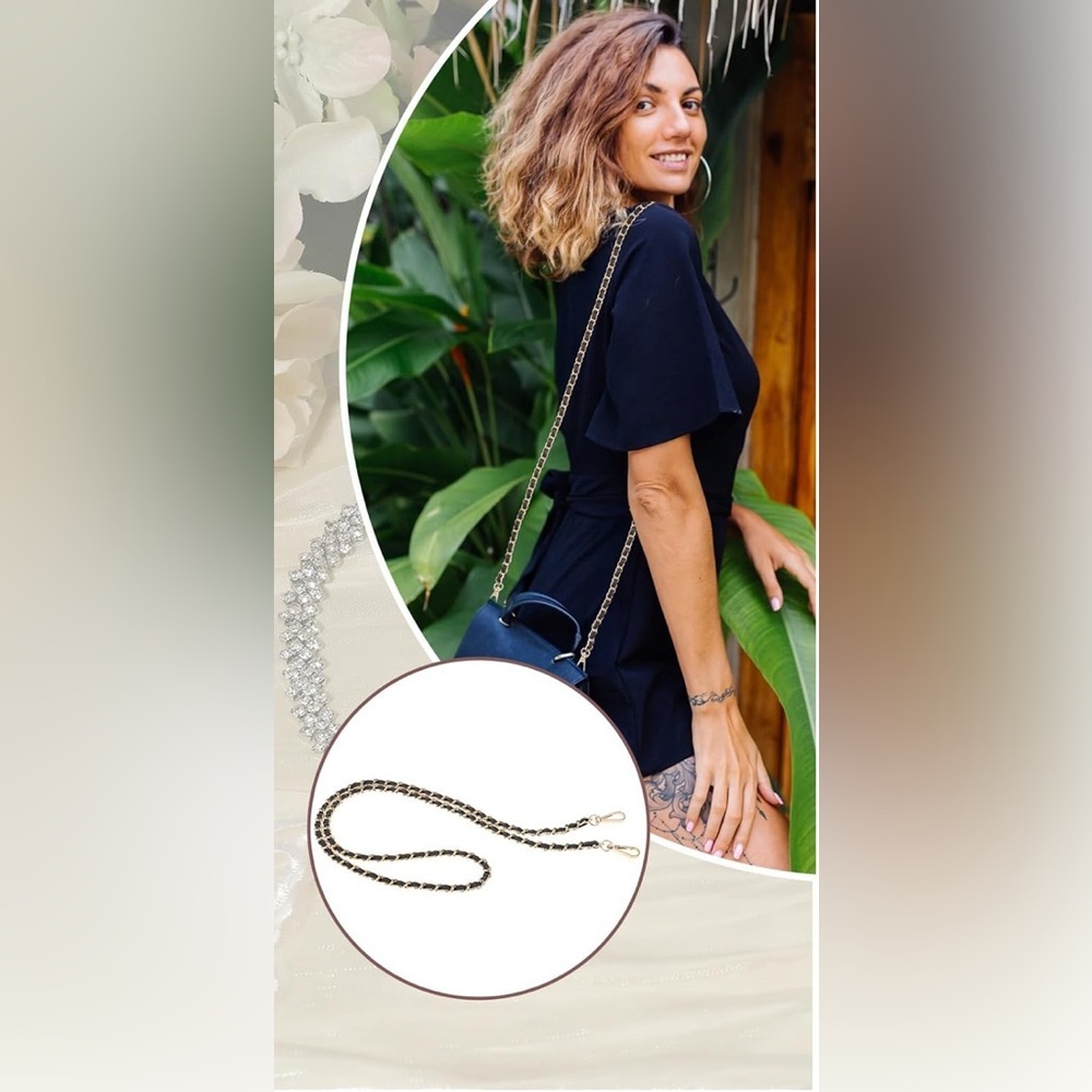 Black & Gold replacement chain for Crossbody wallet purse swivel hook NEW - Picture 4 of 12